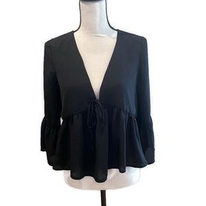 TOBI Babydoll Black Blouse | Size Small